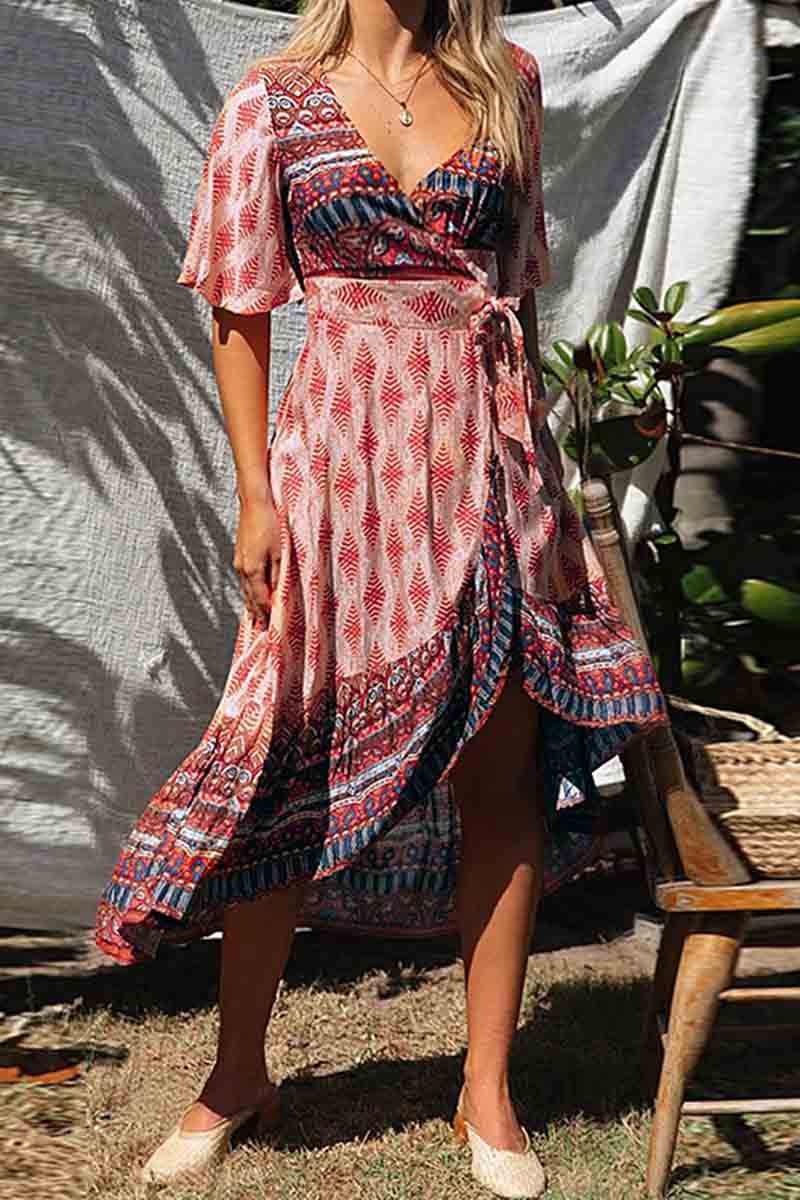 qgtao Bohemian Printed Midi Dress(3 colors)