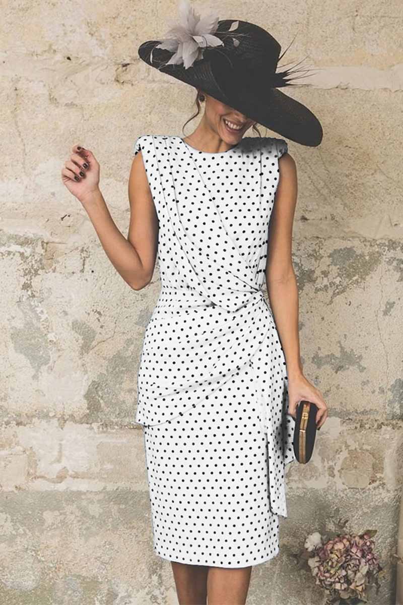 qgtao Sexy Polka Dot Pack Hip Sleeveless Midi Dress(4 Colors)