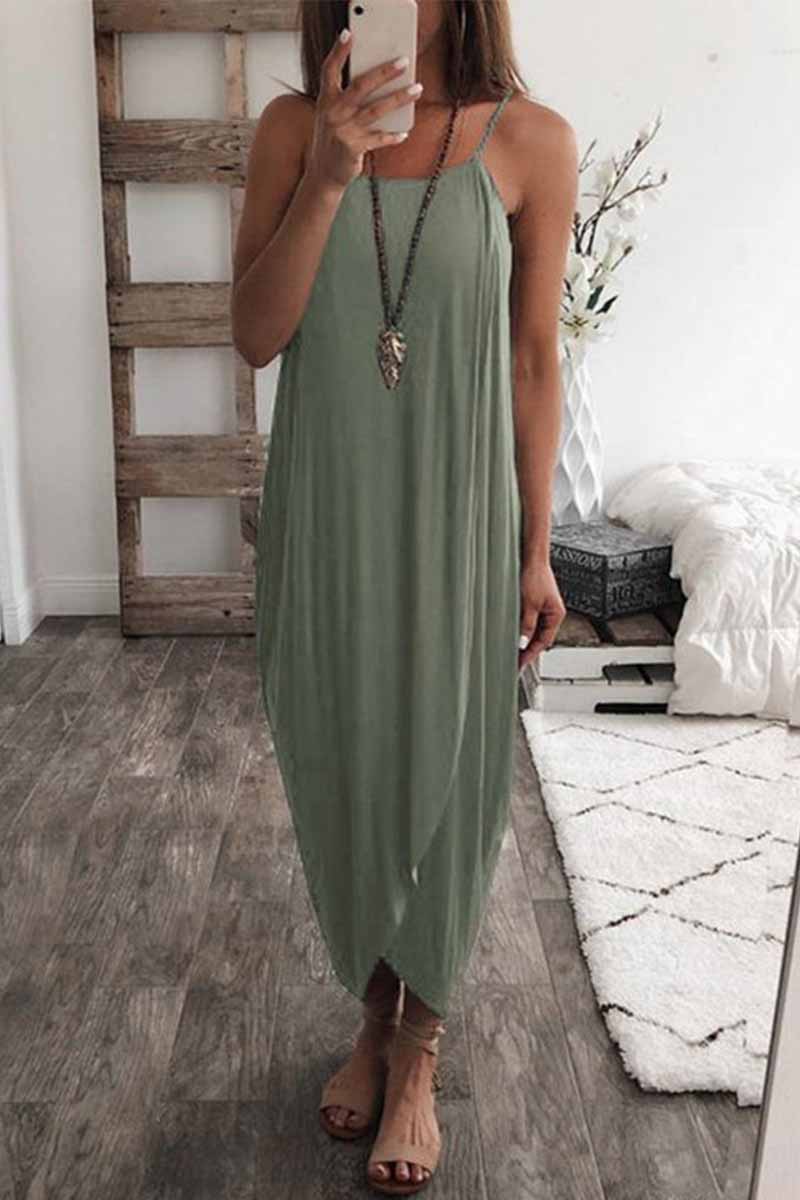 qgtao Solid Color Knitted Loose And Irregular Midi Dress(3 Colors)