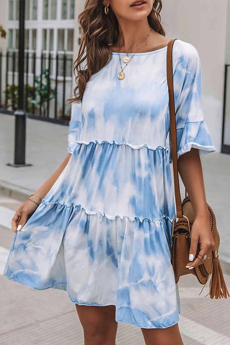 qgtao Cute Tie-dye Midi Dress