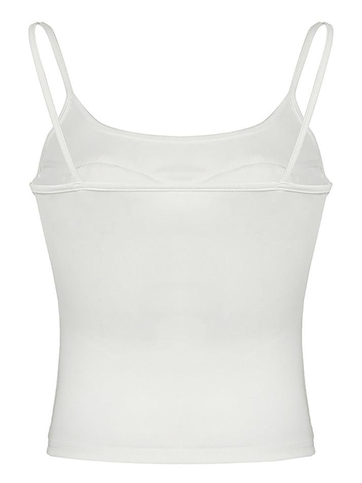 Bow Applique Plain Slim-Fit Crop Camisole Top