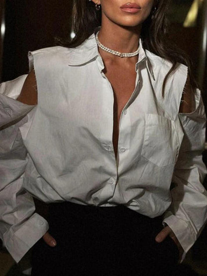 Off Shoulder Loose Long Sleeve Blouse