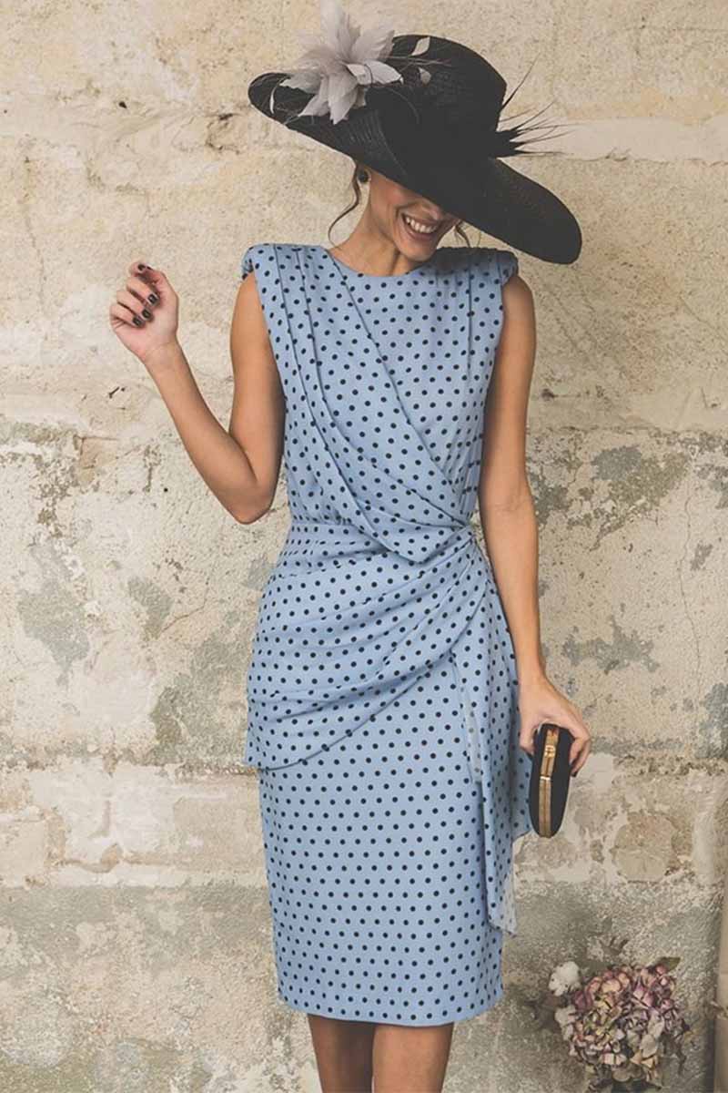 qgtao Sexy Polka Dot Pack Hip Sleeveless Midi Dress(4 Colors)