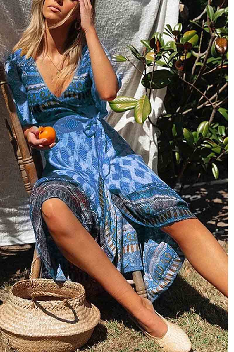 qgtao Bohemian Printed Midi Dress(3 colors)