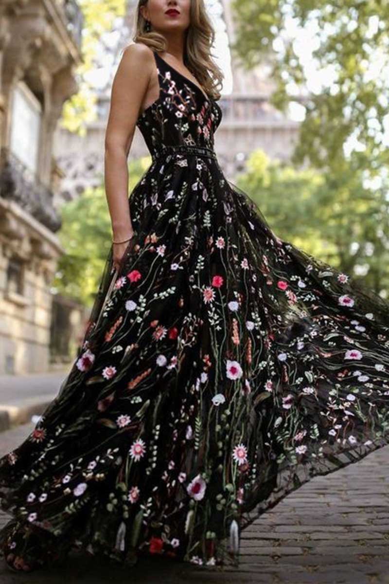 qgtao Deep V Neck Sexy Maxi Dress