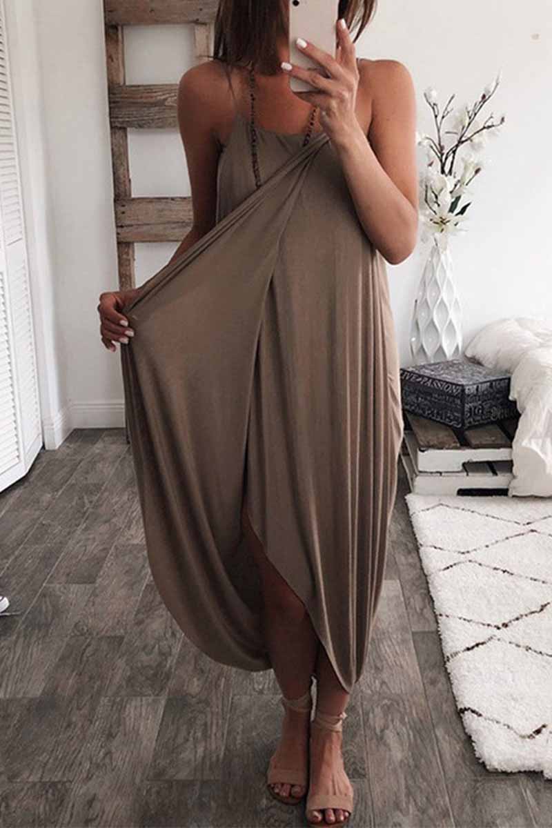 qgtao Solid Color Knitted Loose And Irregular Midi Dress(3 Colors)