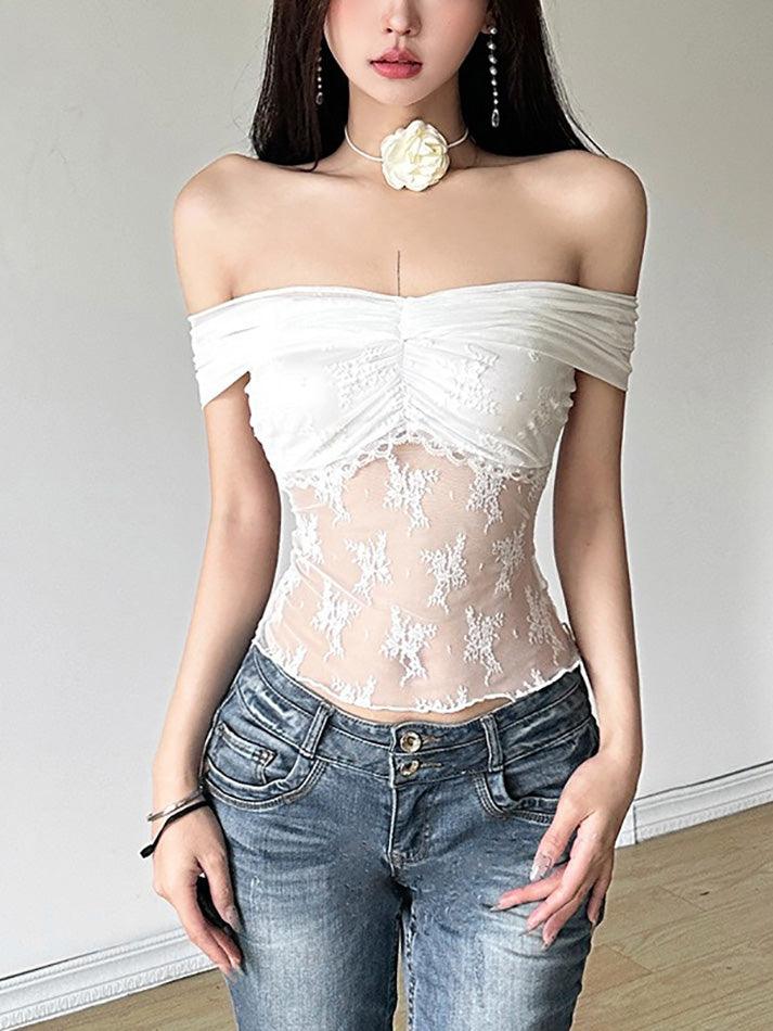 Solid Color Sheer Mesh Top