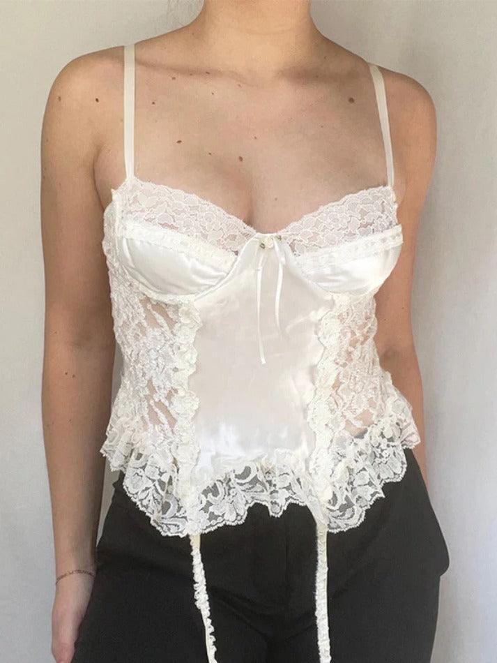 Lace Stitching Hollow Cami Top