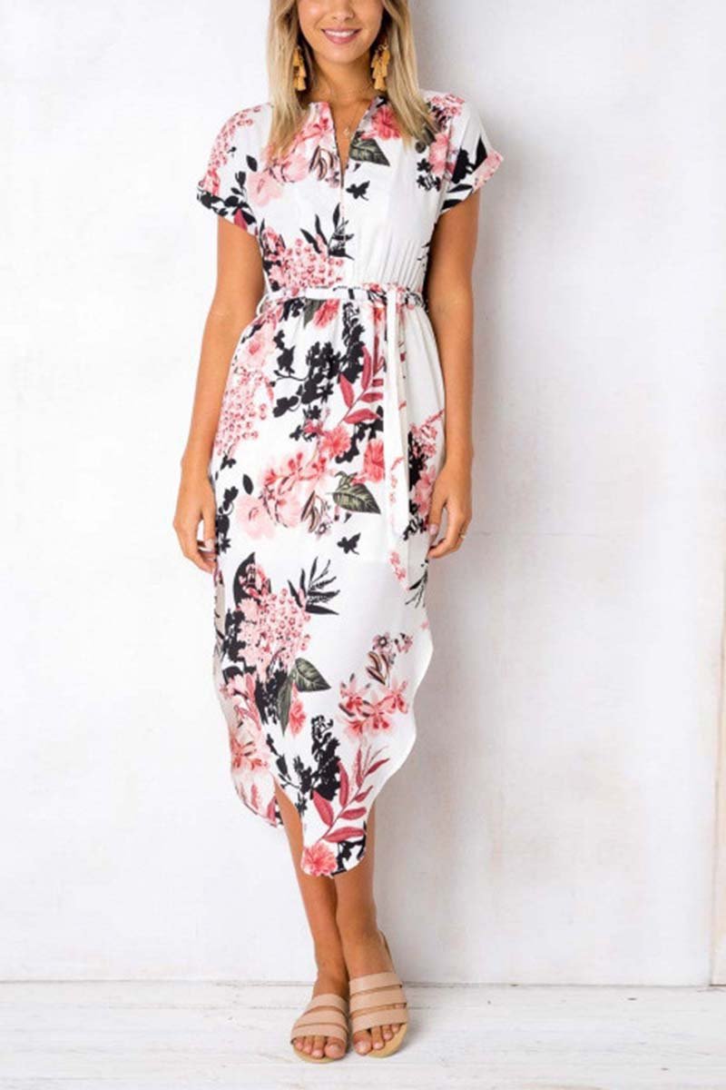 qgtao Trendy Printed Asymmetrical Midi Dress(4 colors)