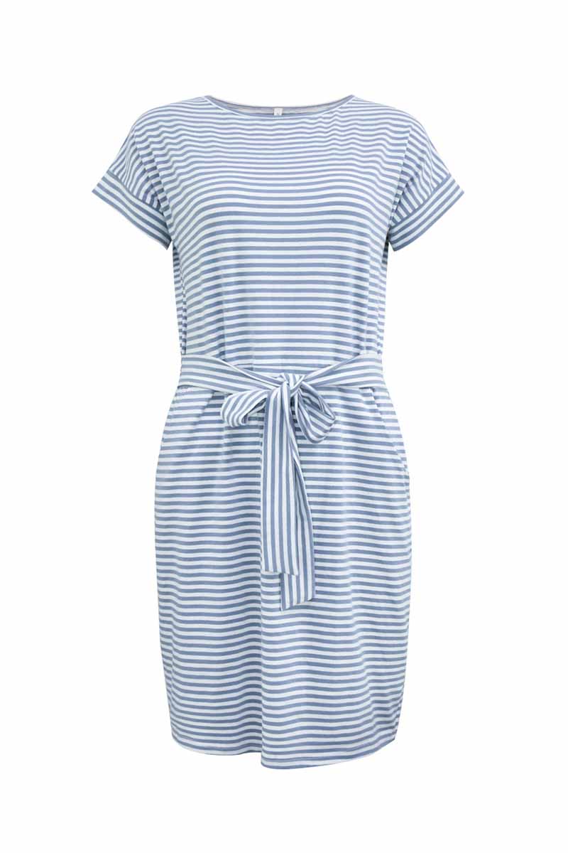 qgtao Striped Knot Design Grey Midi Dress(5 Colors)