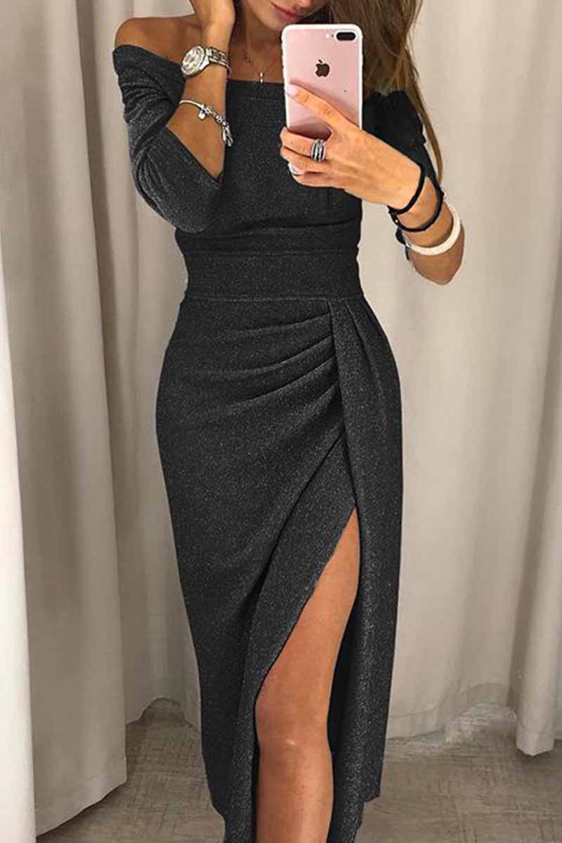 qgtao Wrap Hip Slit Collar Maxi Dresses(5 Colors)