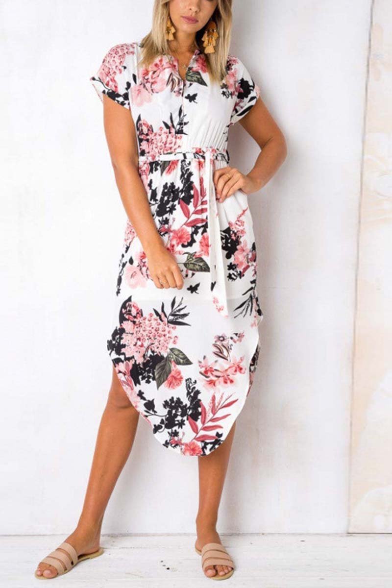 qgtao Trendy Printed Asymmetrical Midi Dress(4 colors)