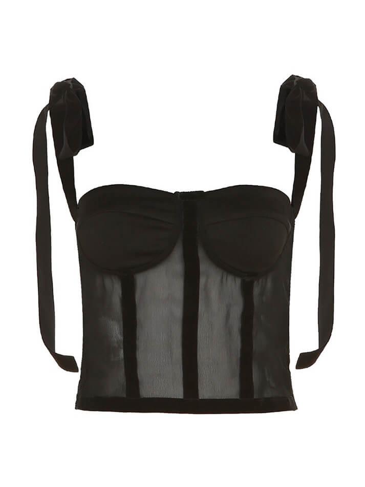 Tied Mesh Corset Crop Top