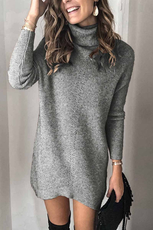 qgtao Casual Turtleneck Midi Dress