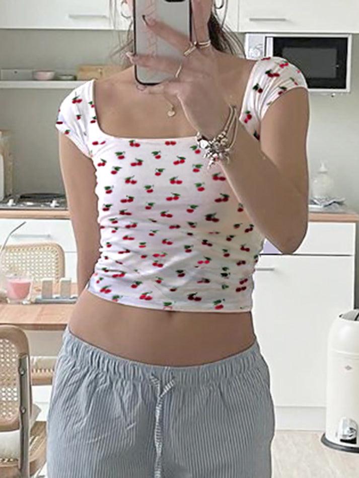 Pattern Print Slim-Fit Crop Top