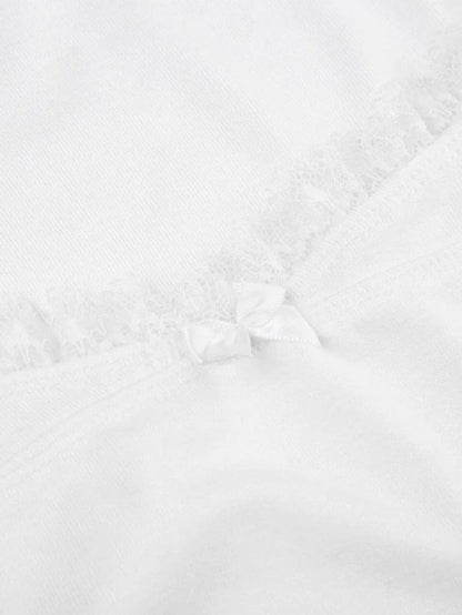 Square Collar Lace White Tank Top