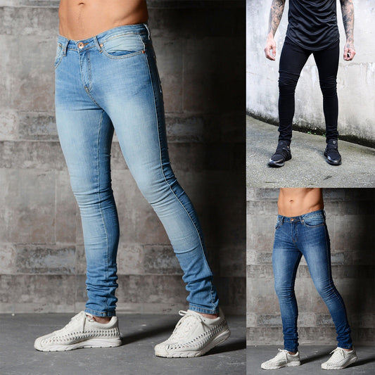 2025 wish 2025 new men's tight new solid color denim pants 11037