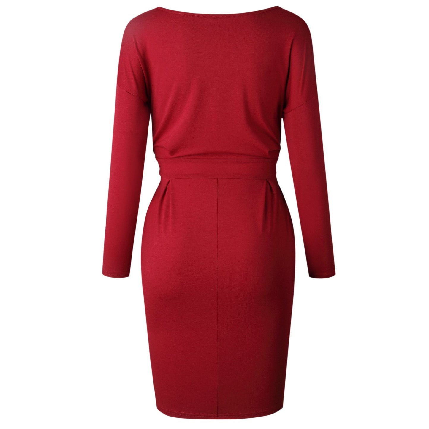 qgtao O Neck Midi Dress With Belt (Long Sleeve)