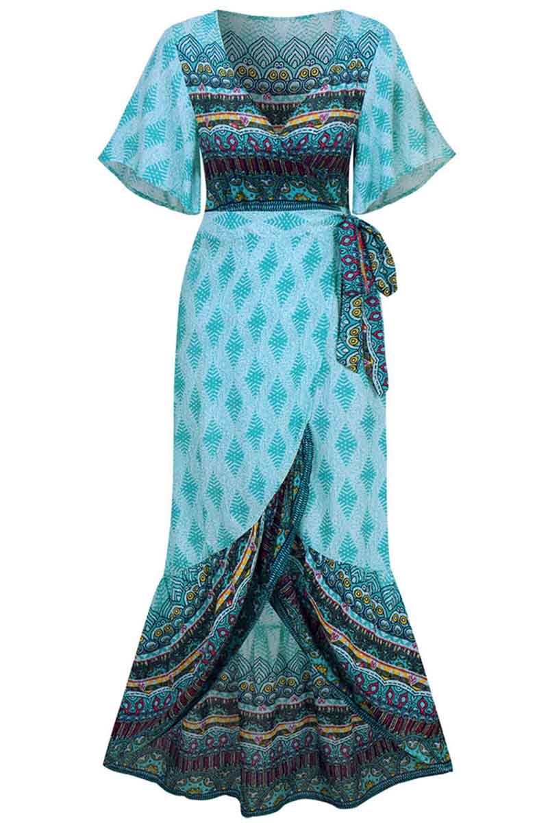 qgtao Bohemian Printed Midi Dress(3 colors)