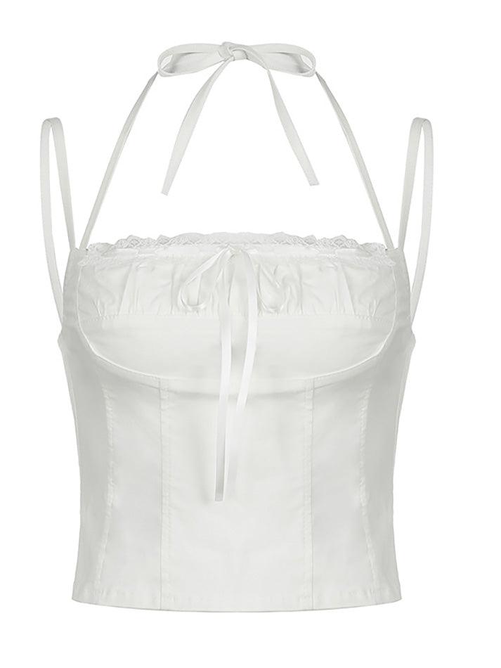 Lace Up Ruched Bust Corset Top