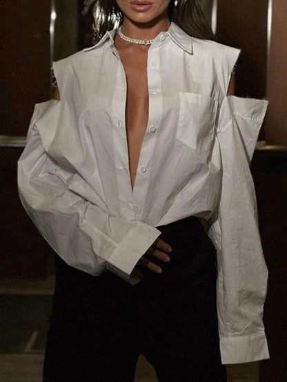 Off Shoulder Loose Long Sleeve Blouse