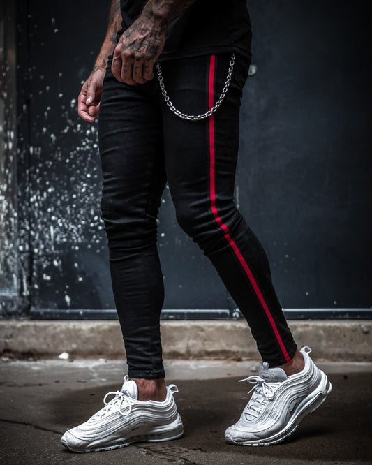 2025 2025 popular men's tight-fitting popular solid-color denim pants,  hot-selling trendy men's pants