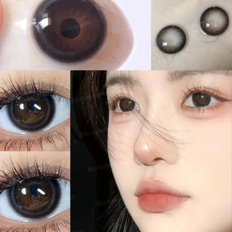 qgtao  1 Pair Dark Lenses Korean Style Colored Contact Lenses Myopia Lenses Black Lenses Fog Pearl Lens High Quality