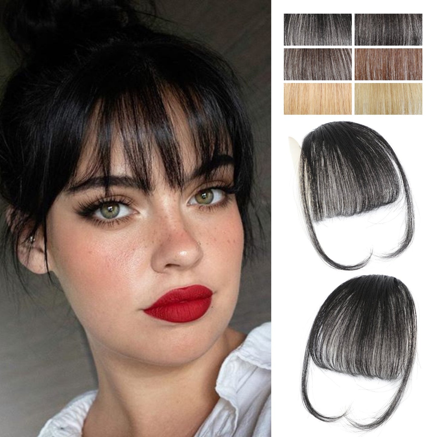 Shangzi Clip In Blunt Bangs Bang Hair Extension Synthetic Wig Fake Fringe Natural Hair Bangs Black L Brown Accessories Fake Hair