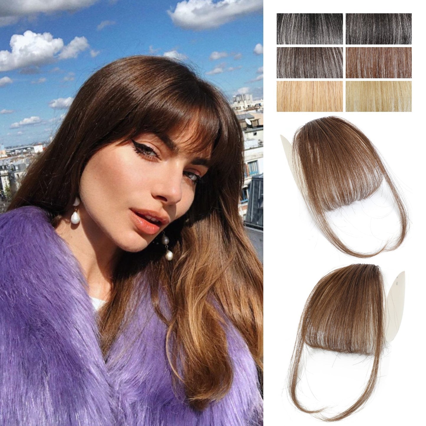 Shangzi Clip In Blunt Bangs Bang Hair Extension Synthetic Wig Fake Fringe Natural Hair Bangs Black L Brown Accessories Fake Hair