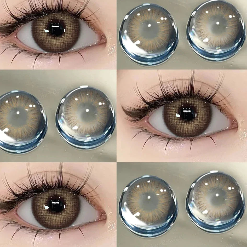 qgtao  1 Pair Korean Lenses Colored Contact Lenses With Degree Myopia Lenses Brown Contact Lenses Big Eye Lenses Natural