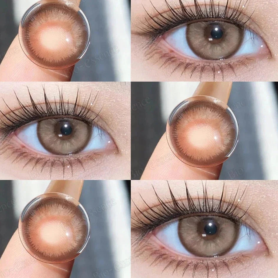 qgtao  1 Pair Korean Lenses Colored Contact Lenses With Degree Myopia Lenses Brown Contact Lenses Big Eye Lenses Natural