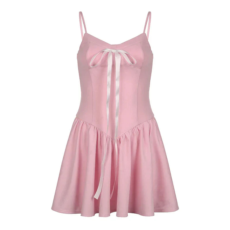 qgtao Sweet Pink Spaghetti Strap Corset Dress