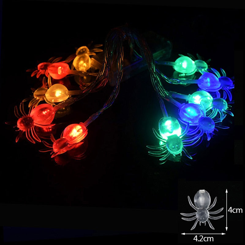 10LED Halloween Pumpkin Spider Bat Skull String Lights Lamp DIY Hanging Horror Halloween Decoration For Home Party Supplies