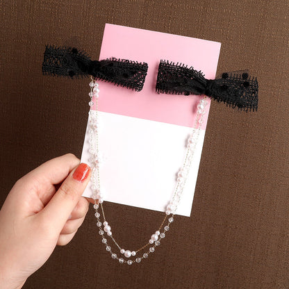 AWAYTR Tassel Elegant Vintage Bow Pearl Chain Hairpins Sweet Hair Decorate Headband Hair Clips For Fashion Hair Accessories