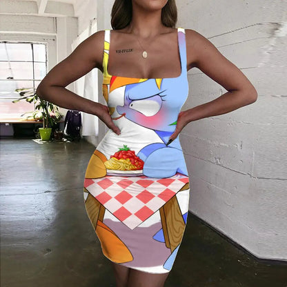 qgtao  Pigment Dress Women Graffiti Ladies Dresses Rose Pink Bodycon Dress Street Sundress Womens Clothing Party Vintage Beach