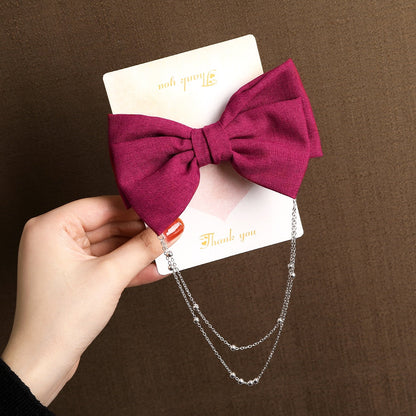 AWAYTR Tassel Elegant Vintage Bow Pearl Chain Hairpins Sweet Hair Decorate Headband Hair Clips For Fashion Hair Accessories
