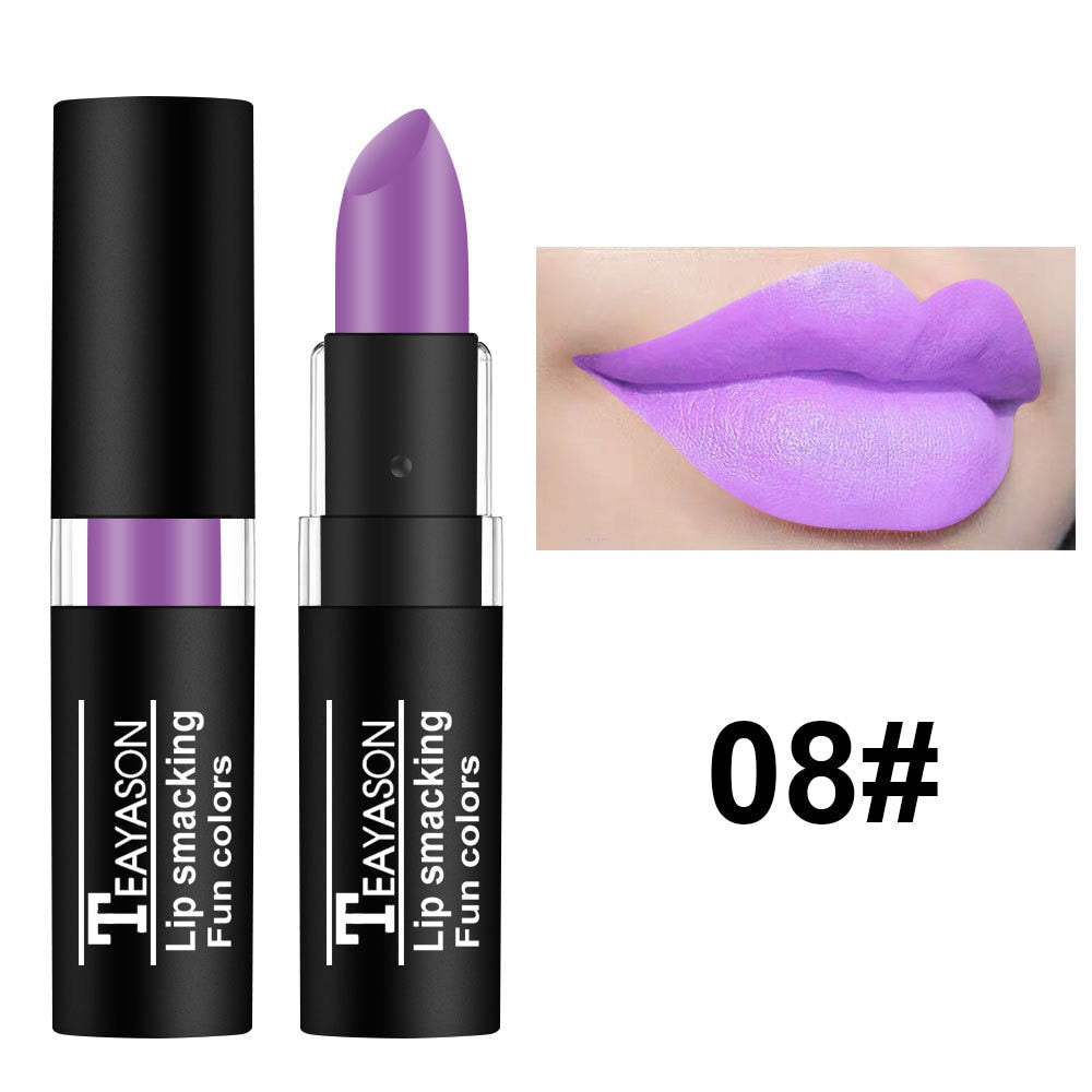 Sexy Red Matte Lipstick Nude Velvet Lip White Black Green Waterproof Long-Lasting Lip Stick Makeup Creative Makeup for Halloween