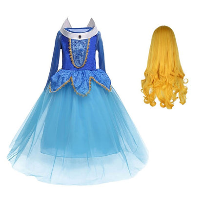Children Aurora Dress Kids Halloween Sleeping Beauty Costume Girls Christmas Birthday Princess Party Ball Gown Clothes