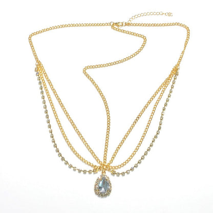 Crystal forehead dance eyebrow pendant headdress crystal forehead chain water drop hair ornament head chain Bohemian headdress