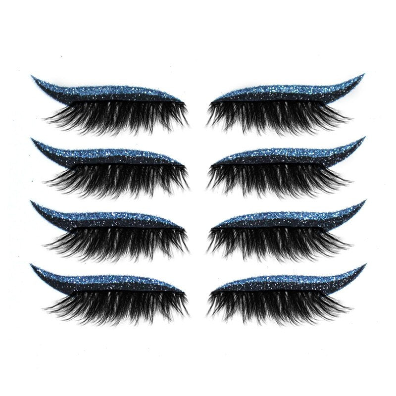 8 Pcs Eyeliner Stencils Eyelash Sticker Kit Makeup Fashion Reusable Eyes Sticker Shiny Eyeliner Stickers Lazy Shaping Tools Sets