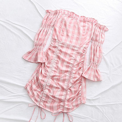 Off Shoulder Plaid Dress