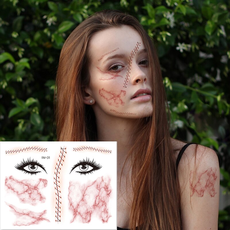 Halloween Face Temporary Tattoo Sticker Festival Party Body Makeup Stickers moon spider scar fake tattoo for woman men girls boy