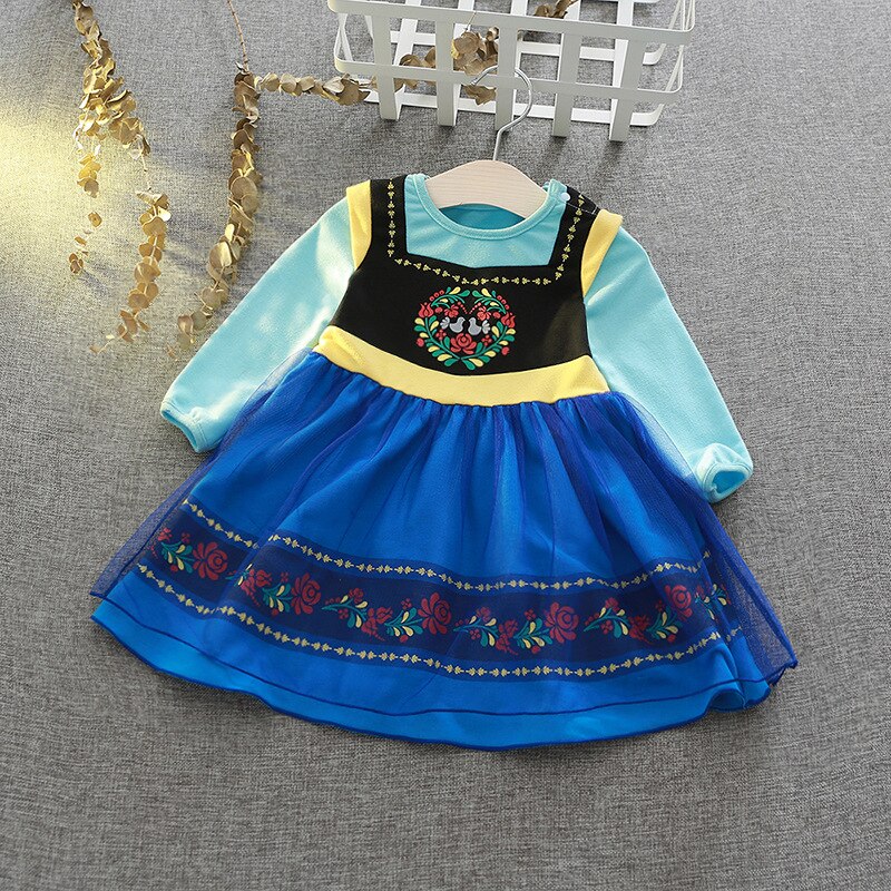 Baby Girls Snow Queen 2 Elsa Anna Sofia Casual Dress Kids Carnival Birthday Party Costume Children Elza Snow White Clothes