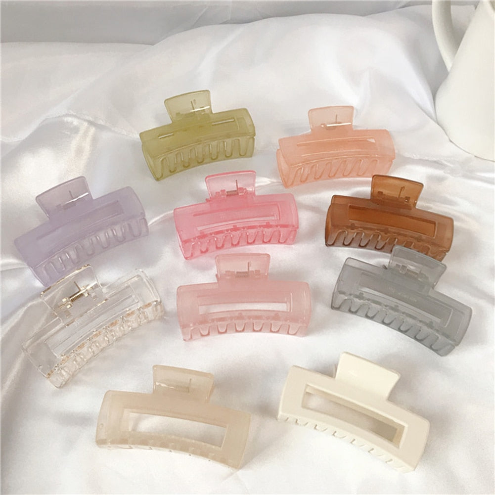 1Pc Korean Solid Hair Claws Elegant Clear Acrylic Hair Clips Hairpins Barrette Headwear for Women Girls Hair Accessories Gifts