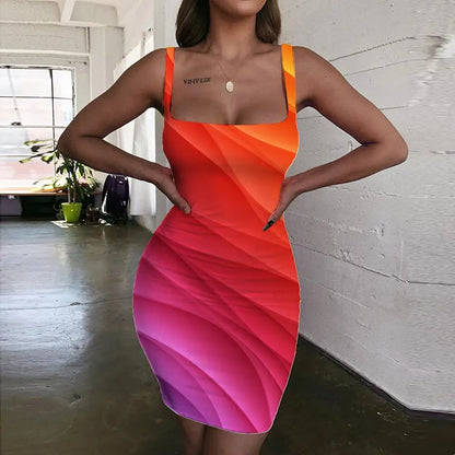 qgtao  Pigment Dress Women Graffiti Ladies Dresses Rose Pink Bodycon Dress Street Sundress Womens Clothing Party Vintage Beach