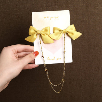 AWAYTR Tassel Elegant Vintage Bow Pearl Chain Hairpins Sweet Hair Decorate Headband Hair Clips For Fashion Hair Accessories