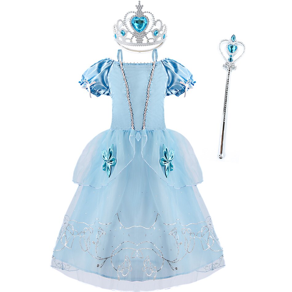 Children Makeup Fantasy Costume Cinderella Dress Girls Dress Up Cinderella Costume Baby Girl Princess Party Prom Evening Dress