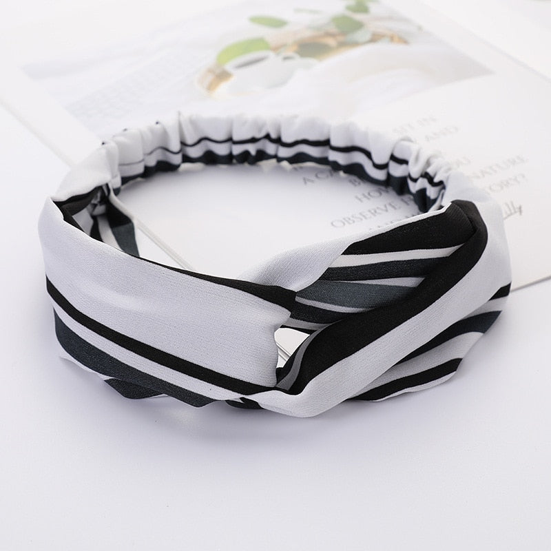 Women Cross Solid color Hair Bands Girls Print Flower Headbands Fashion Turban Make up Hair Accessories FD127