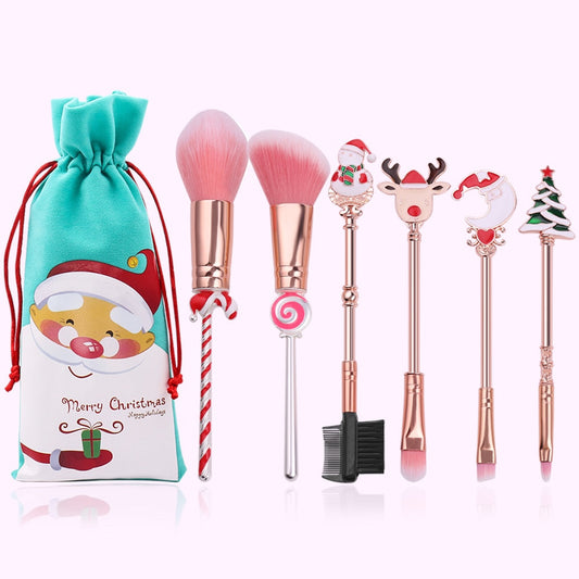 Luxurious Christmas Makeup Brushes Set Soft Synthetic Hair Cosmetic Eyeliner Foundation Powder Blending Eye Shadow Makeup Tools