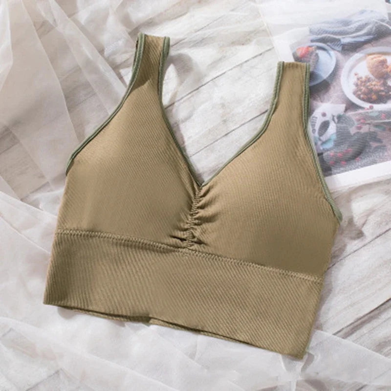 qgtao Women Sports Crop Tops Seamless Underwear Removable Padded Camisole Femme Female Tank Camis Sexy Lingerie Intimates